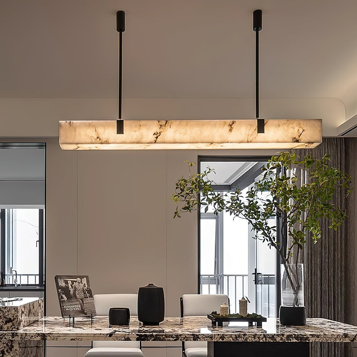 Casorion Lustre Minimaliste Moderne En Albâtre - Neutralighting