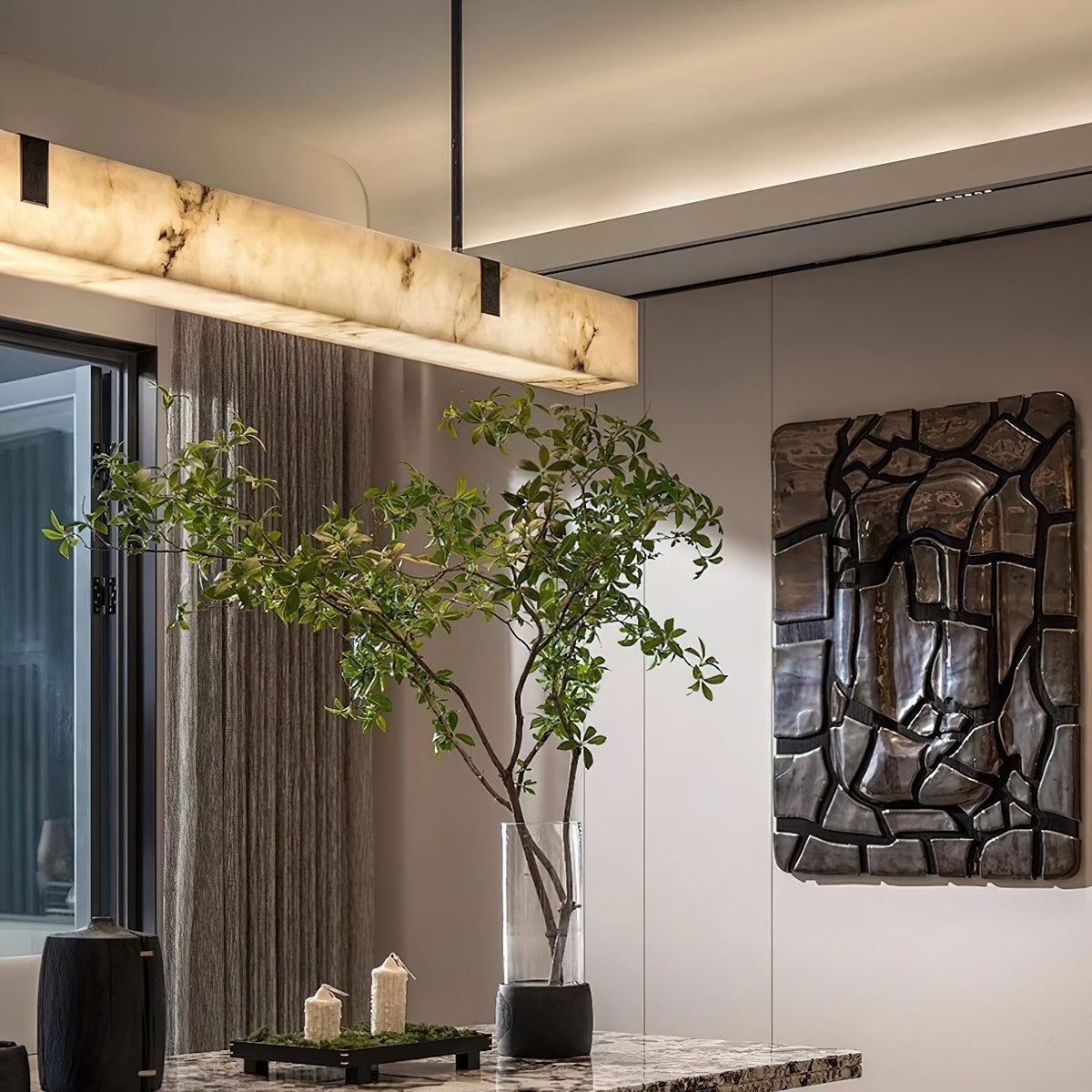 Casorion Lustre Minimaliste Moderne En Albâtre - Neutralighting