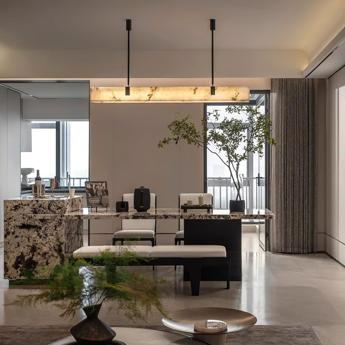 Casorion Lustre Minimaliste Moderne En Albâtre - Neutralighting