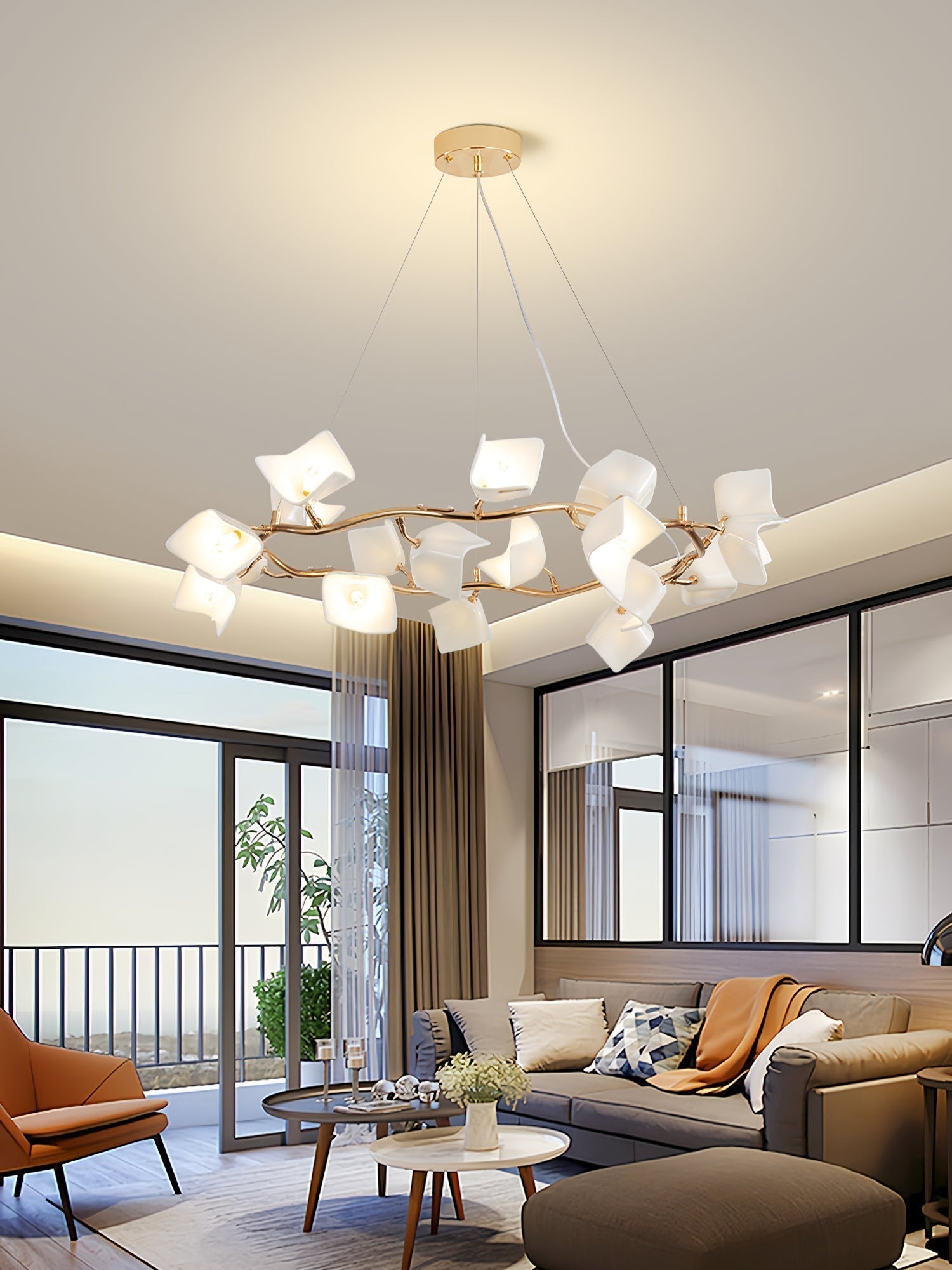 Arthearae Chandelier Postmoderne de Luxe en Céramique Florale - Neutralighting