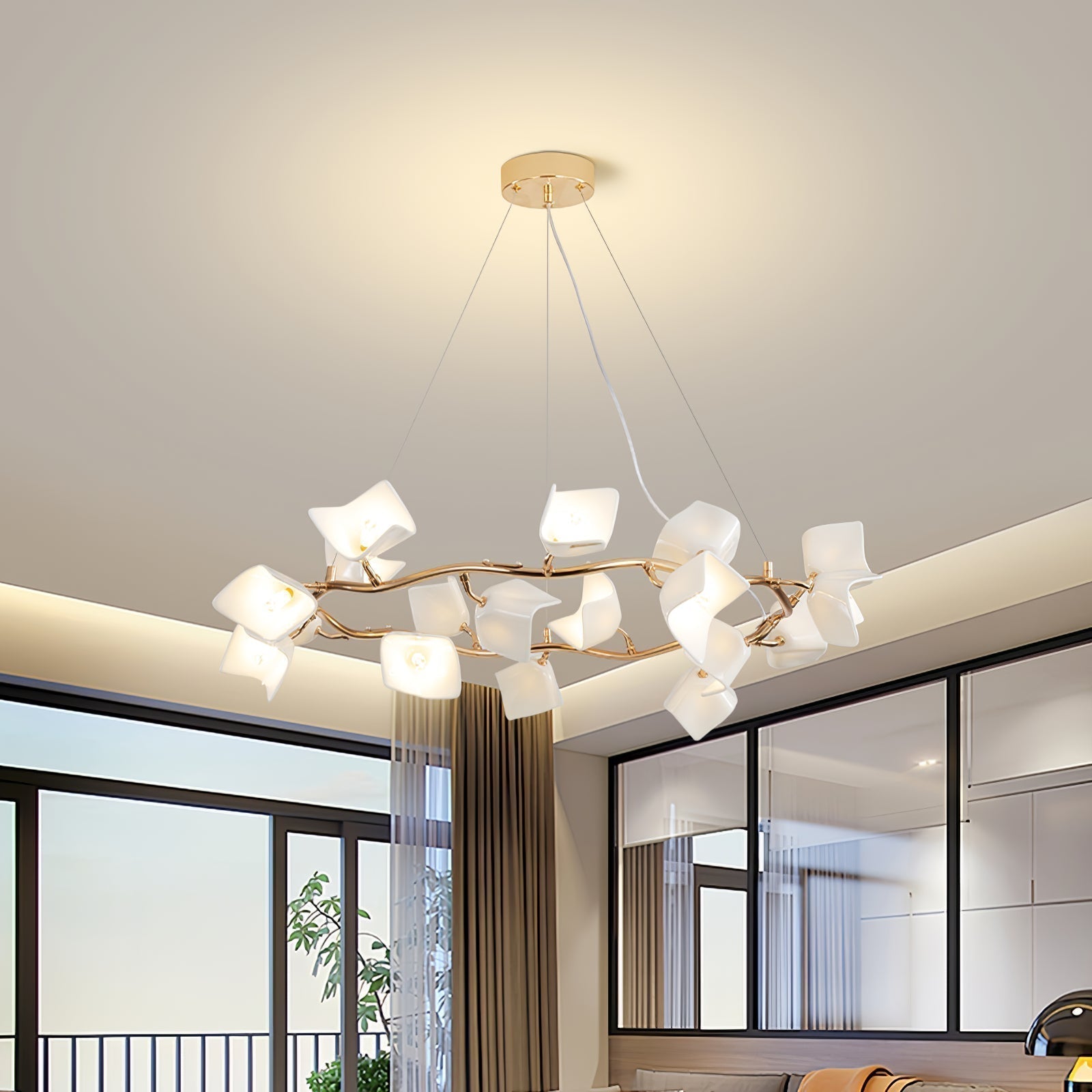 Arthearae Chandelier Postmoderne de Luxe en Céramique Florale - Neutralighting