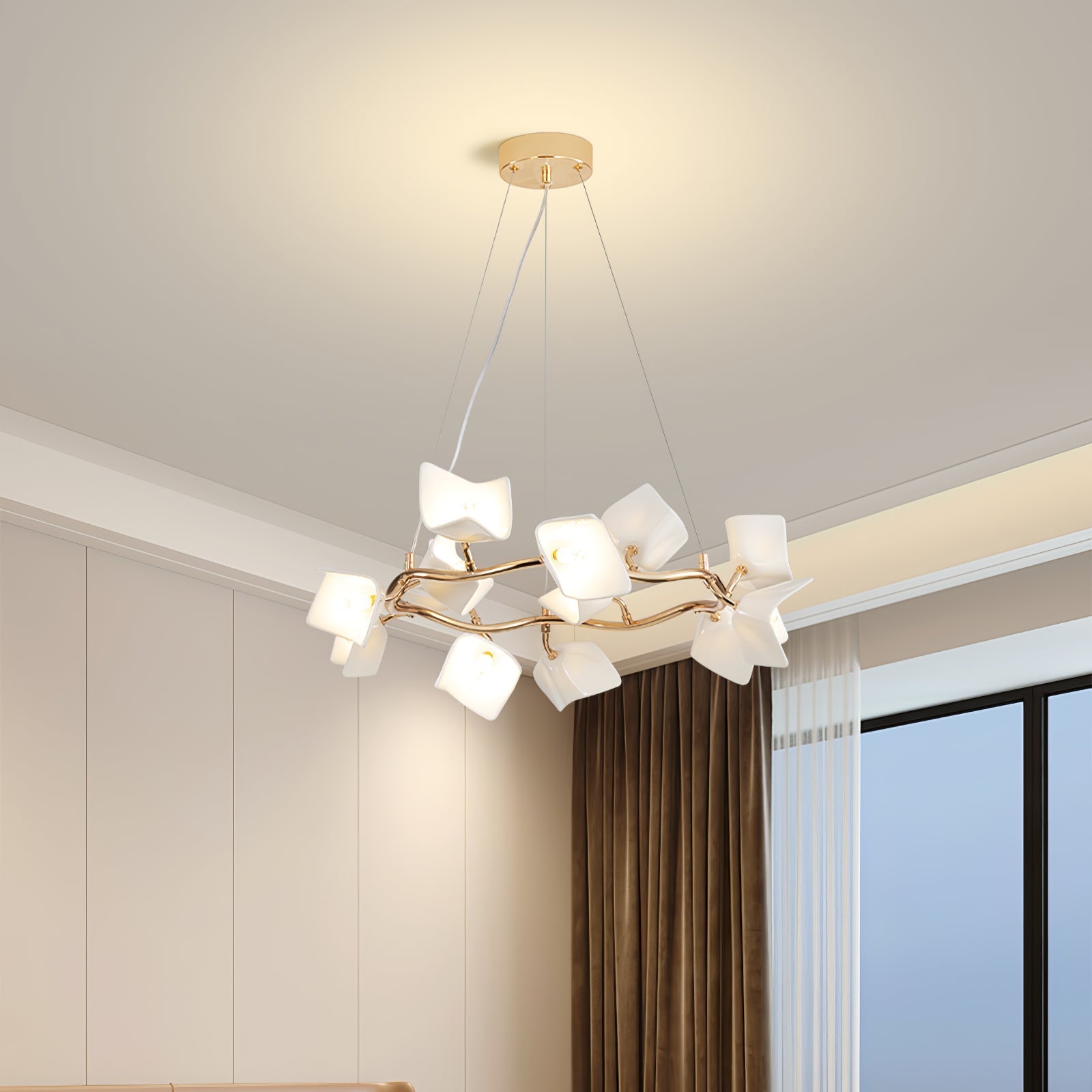 Arthearae Chandelier Postmoderne de Luxe en Céramique Florale - Neutralighting