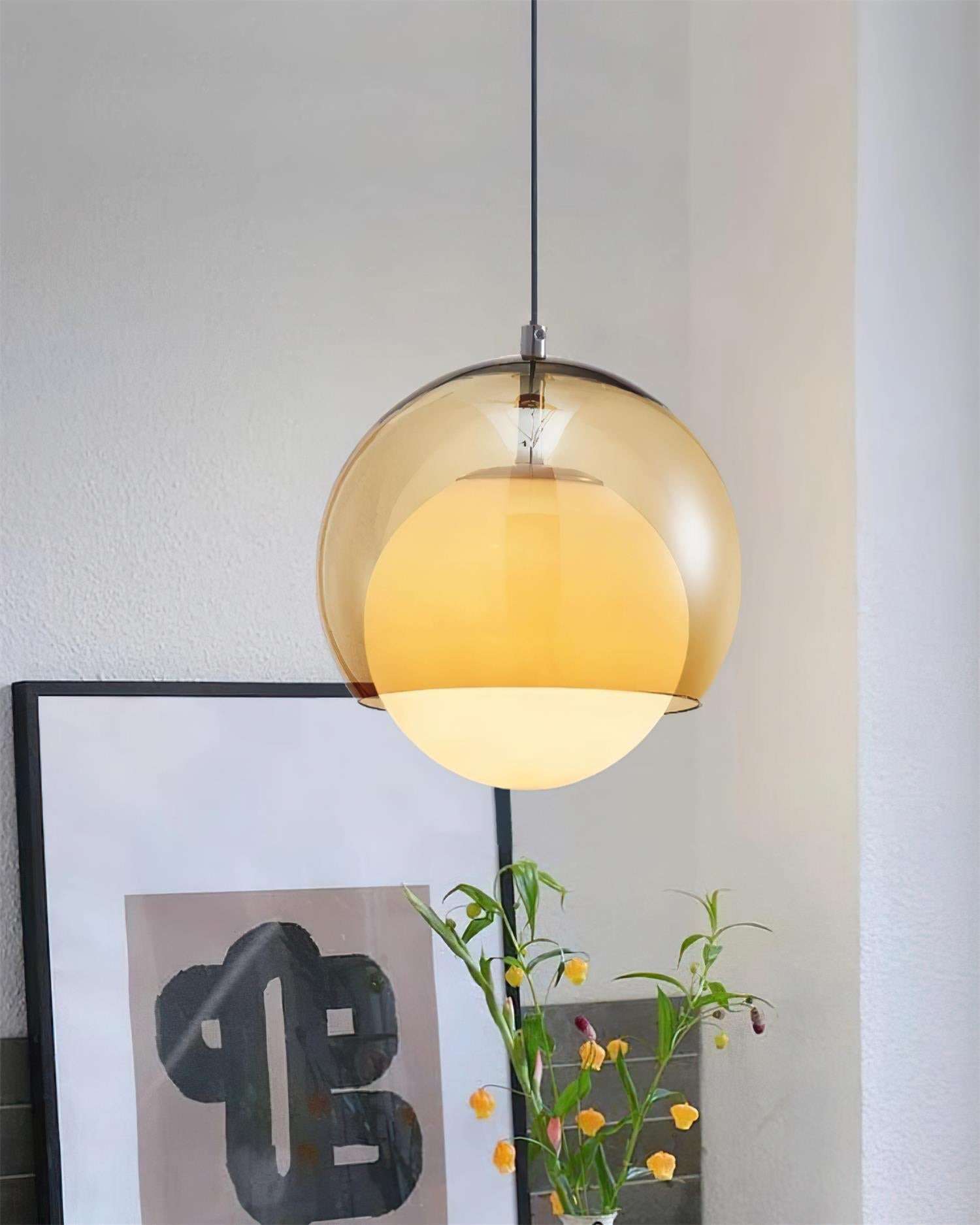 Suspension Double Globe Ombre Verre Moderne Minimaliste Ambiant - Neutralighting