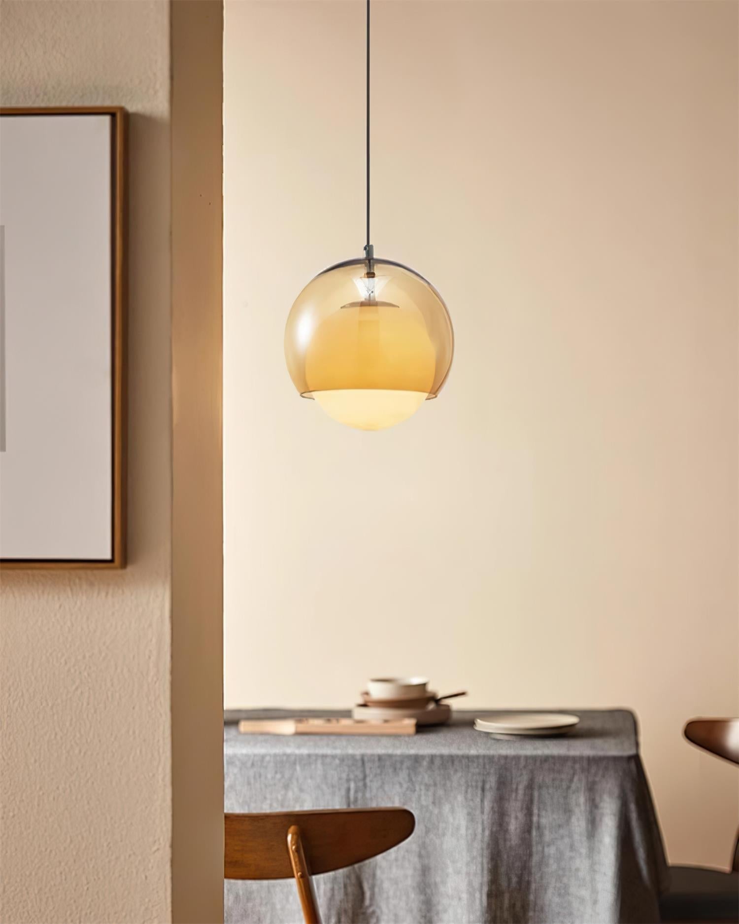 Suspension Double Globe Ombre Verre Moderne Minimaliste Ambiant - Neutralighting
