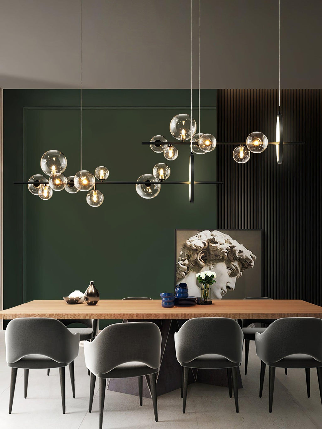 Lustra Chandelier Verre Bulles Nordic Noir - Neutralighting