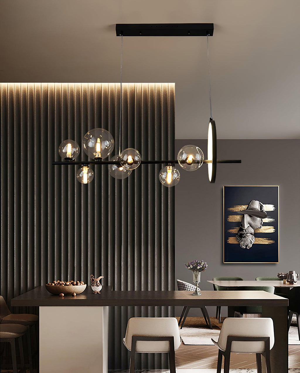 Lustra Chandelier Verre Bulles Nordic Noir - Neutralighting