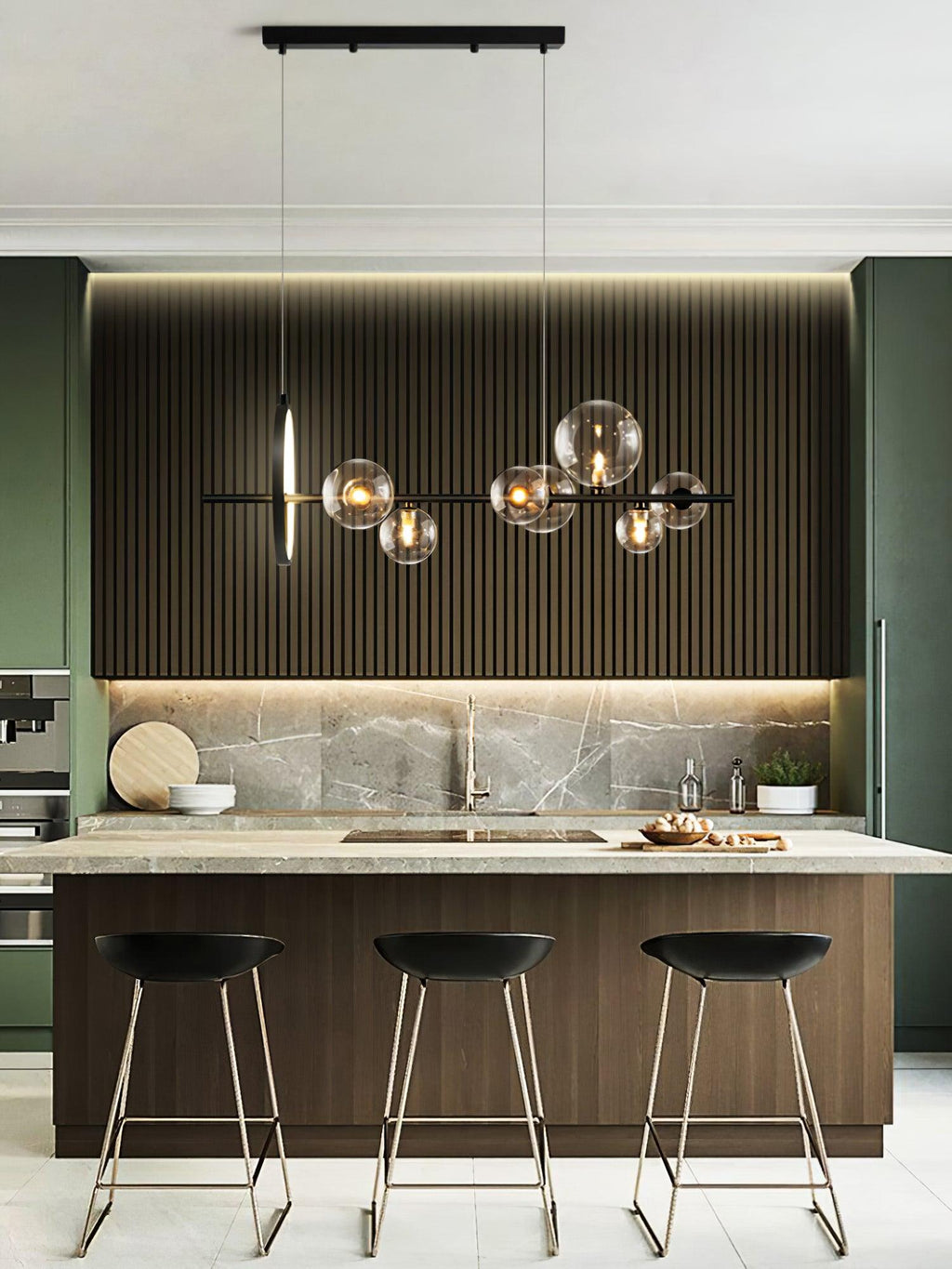 Lustra Chandelier Verre Bulles Nordic Noir - Neutralighting