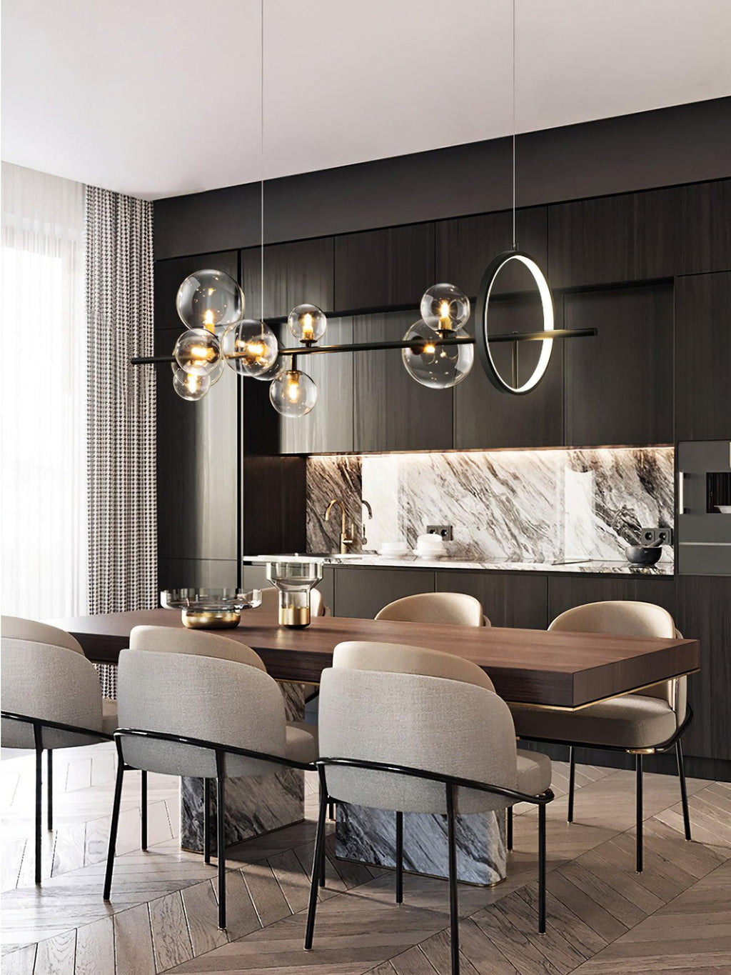 Lustra Chandelier Verre Bulles Nordic Noir - Neutralighting