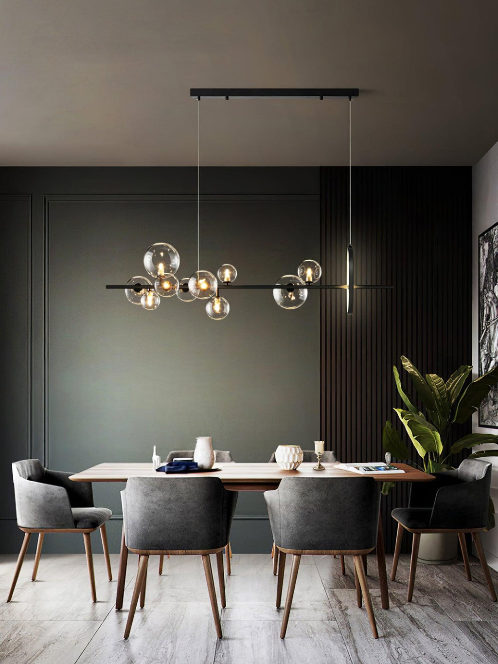 Lustra Chandelier Verre Bulles Nordic Noir - Neutralighting