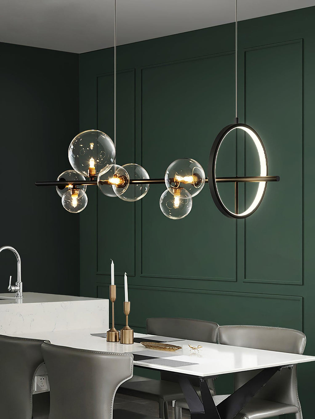 Lustra Chandelier Verre Bulles Nordic Noir - Neutralighting