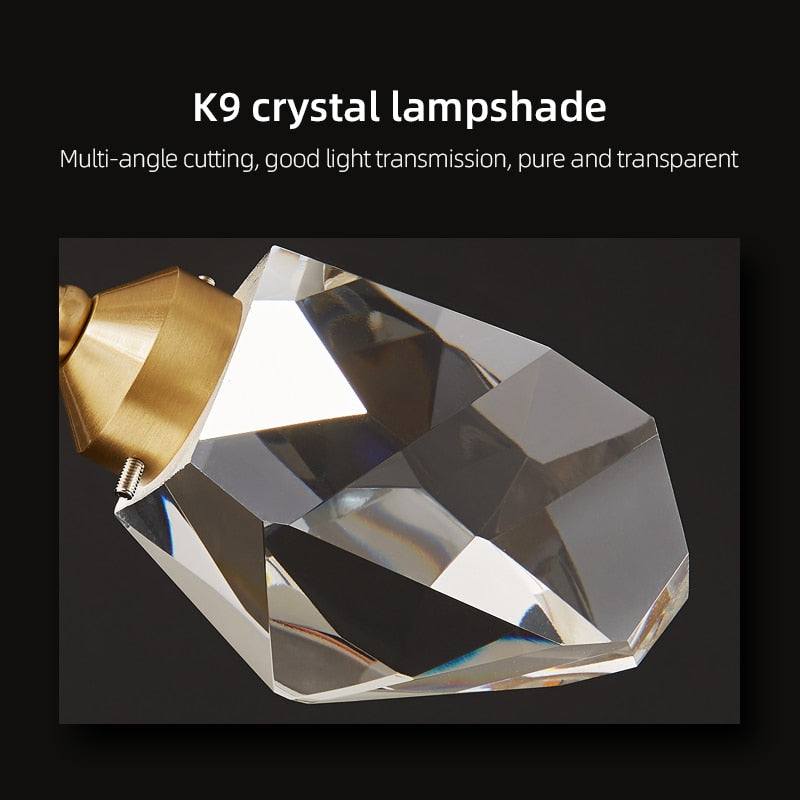 Kristy Lustre Linéaire Cristal, Métal/Cristal, Doré, Salon - Neutralighting