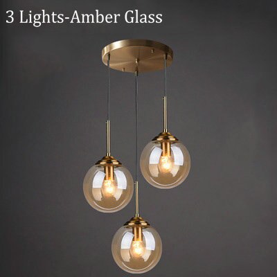 Narell Luminaires Suspension Verre Transparent Ambre - Neutralighting