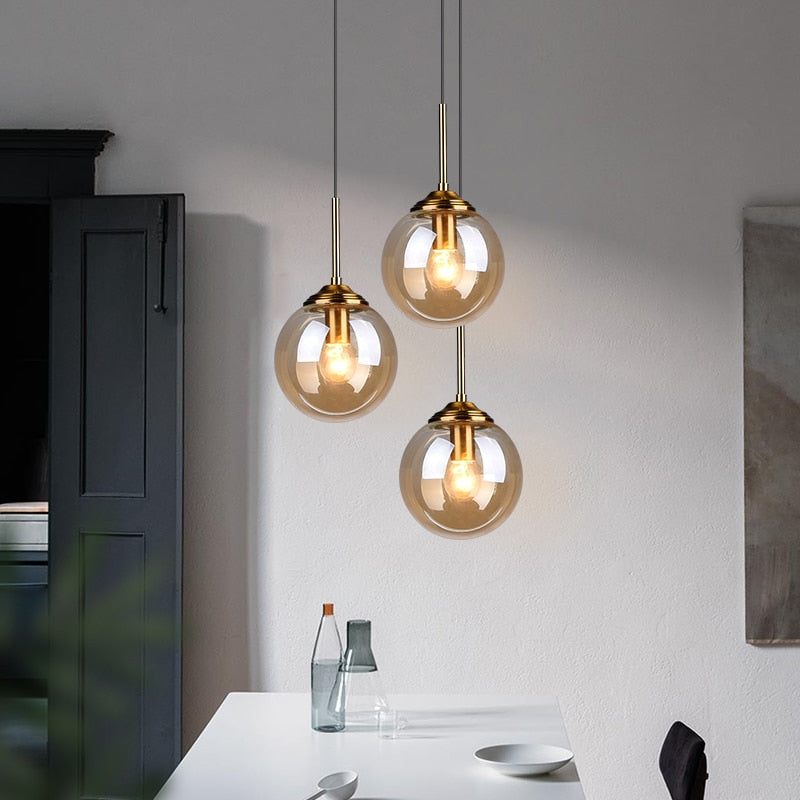 Narell Luminaires Suspension Verre Transparent Ambre - Neutralighting