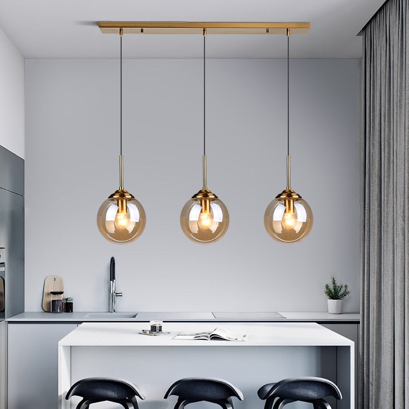 Narell Luminaires Suspension Verre Transparent Ambre - Neutralighting