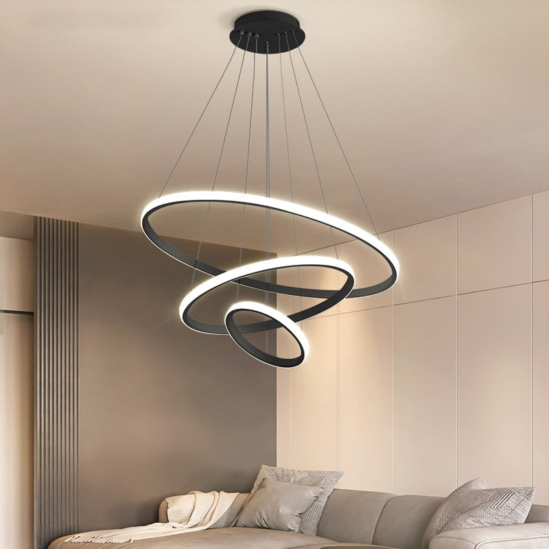Zin Suspension Anneau Moderne Noir/Blanc/Doré. Salon - Neutralighting