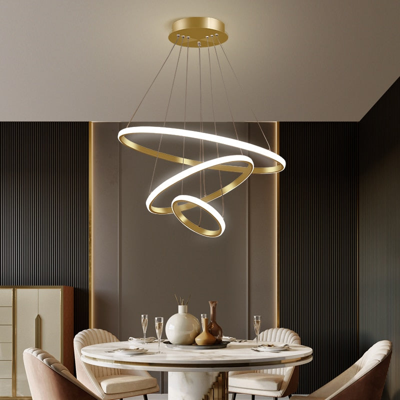 Zin Suspension Anneau Moderne Noir/Blanc/Doré. Salon - Neutralighting