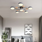 Arisha Plafonnier Rond Moderne, Métal/Bois, Blanc/Vert/Gris, Salon - Neutralighting