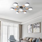 Arisha Plafonnier Rond Moderne, Métal/Bois, Blanc/Vert/Gris, Salon - Neutralighting