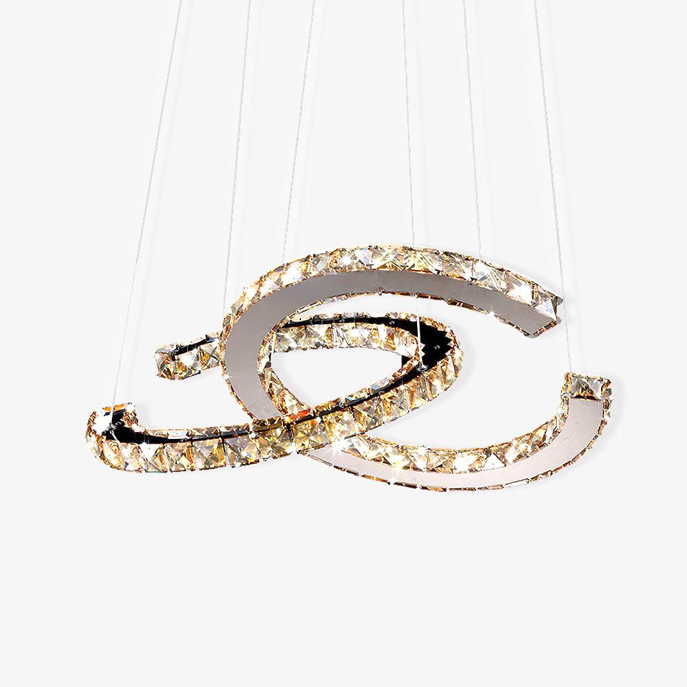Lustra Chandelier Cristal Double C Moderne Argent 2-Rings - Neutralighting