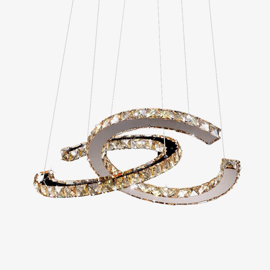 Lustra Chandelier Cristal Double C Moderne Argent 2-Rings - Neutralighting