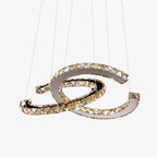 Lustra Chandelier Cristal Double C Moderne Argent 2-Rings - Neutralighting