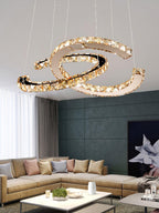 Lustra Chandelier Cristal Double C Moderne Argent 2-Rings - Neutralighting