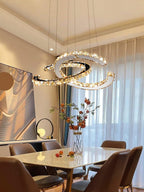 Lustra Chandelier Cristal Double C Moderne Argent 2-Rings - Neutralighting