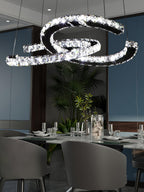 Lustra Chandelier Cristal Double C Moderne Argent 2-Rings - Neutralighting