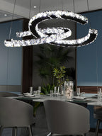 Lustra Chandelier Cristal Double C Moderne Argent 2-Rings - Neutralighting