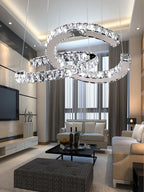 Lustra Chandelier Cristal Double C Moderne Argent 2-Rings - Neutralighting