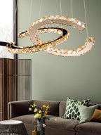 Lustra Chandelier Cristal Double C Moderne Argent 2-Rings - Neutralighting