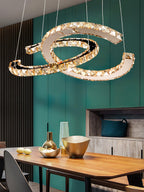 Lustra Chandelier Cristal Double C Moderne Argent 2-Rings - Neutralighting