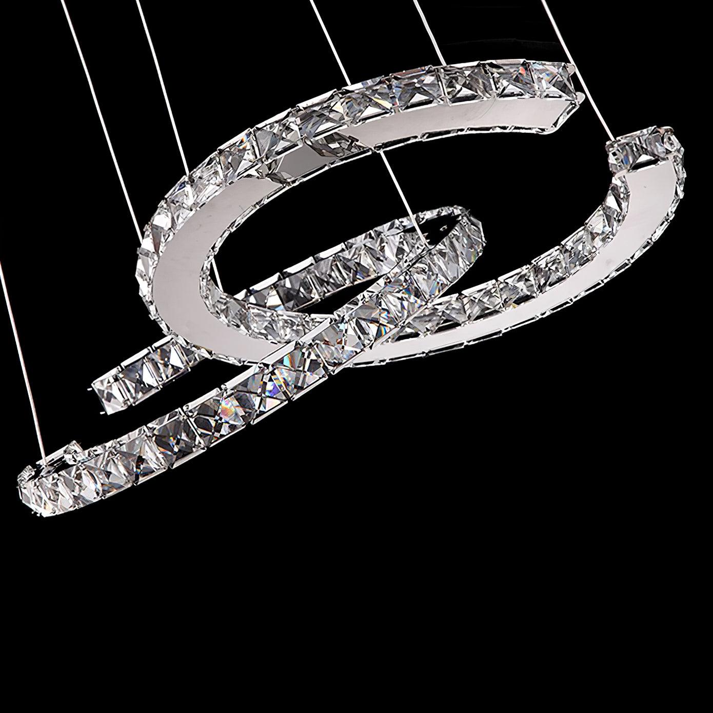 Lustra Chandelier Cristal Double C Moderne Argent 2-Rings - Neutralighting