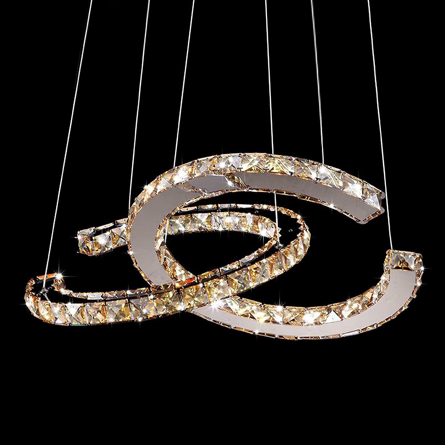 Lustra Chandelier Cristal Double C Moderne Argent 2-Rings - Neutralighting