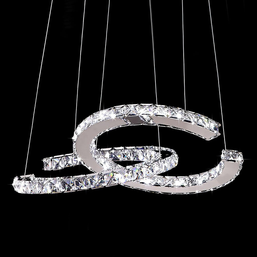 Lustra Chandelier Cristal Double C Moderne Argent 2-Rings - Neutralighting