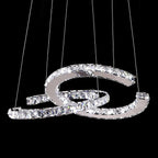 Lustra Chandelier Cristal Double C Moderne Argent 2-Rings - Neutralighting