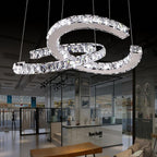 Lustra Chandelier Cristal Double C Moderne Argent 2-Rings - Neutralighting