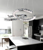 Lustra Chandelier Cristal Double C Moderne Argent 2-Rings - Neutralighting