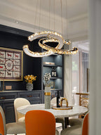 Lustra Chandelier Cristal Double C Moderne Argent 2-Rings - Neutralighting
