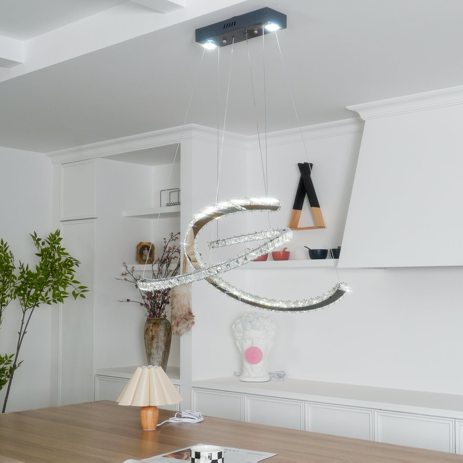 Lustra Chandelier Cristal Double C Moderne Argent 2-Rings - Neutralighting