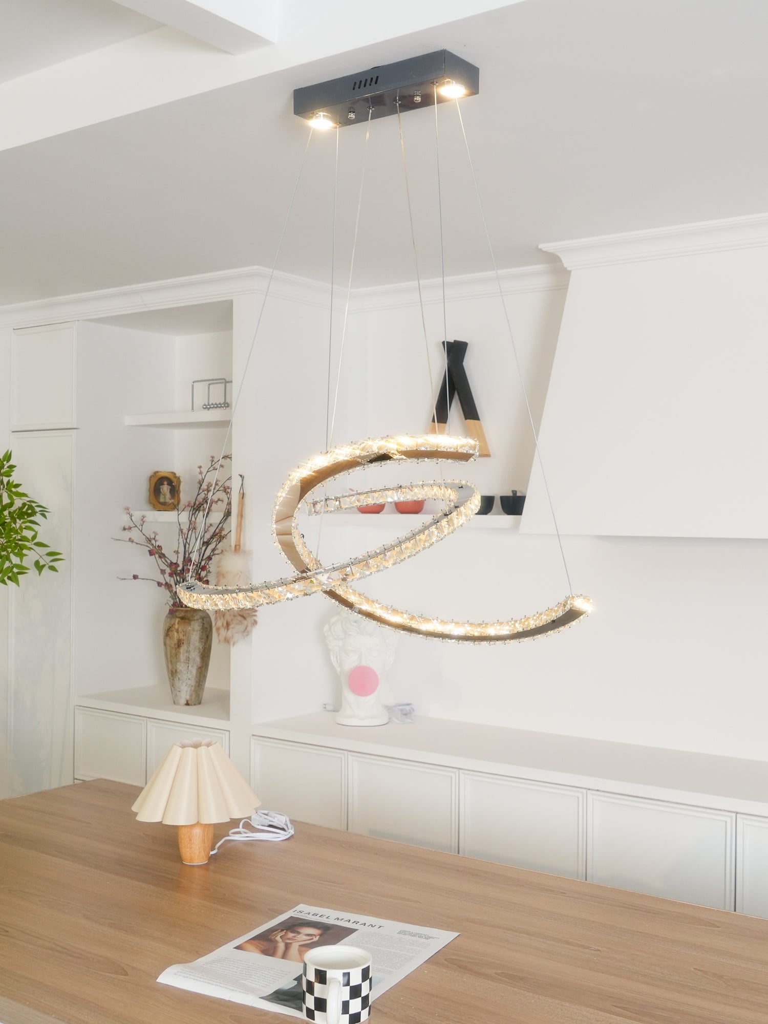 Lustra Chandelier Cristal Double C Moderne Argent 2-Rings - Neutralighting
