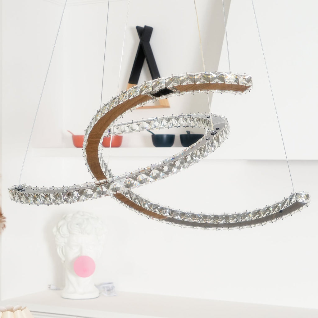 Lustra Chandelier Cristal Double C Moderne Argent 2-Rings - Neutralighting