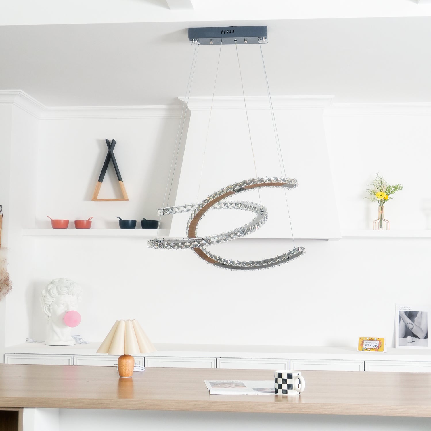 Lustra Chandelier Cristal Double C Moderne Argent 2-Rings - Neutralighting