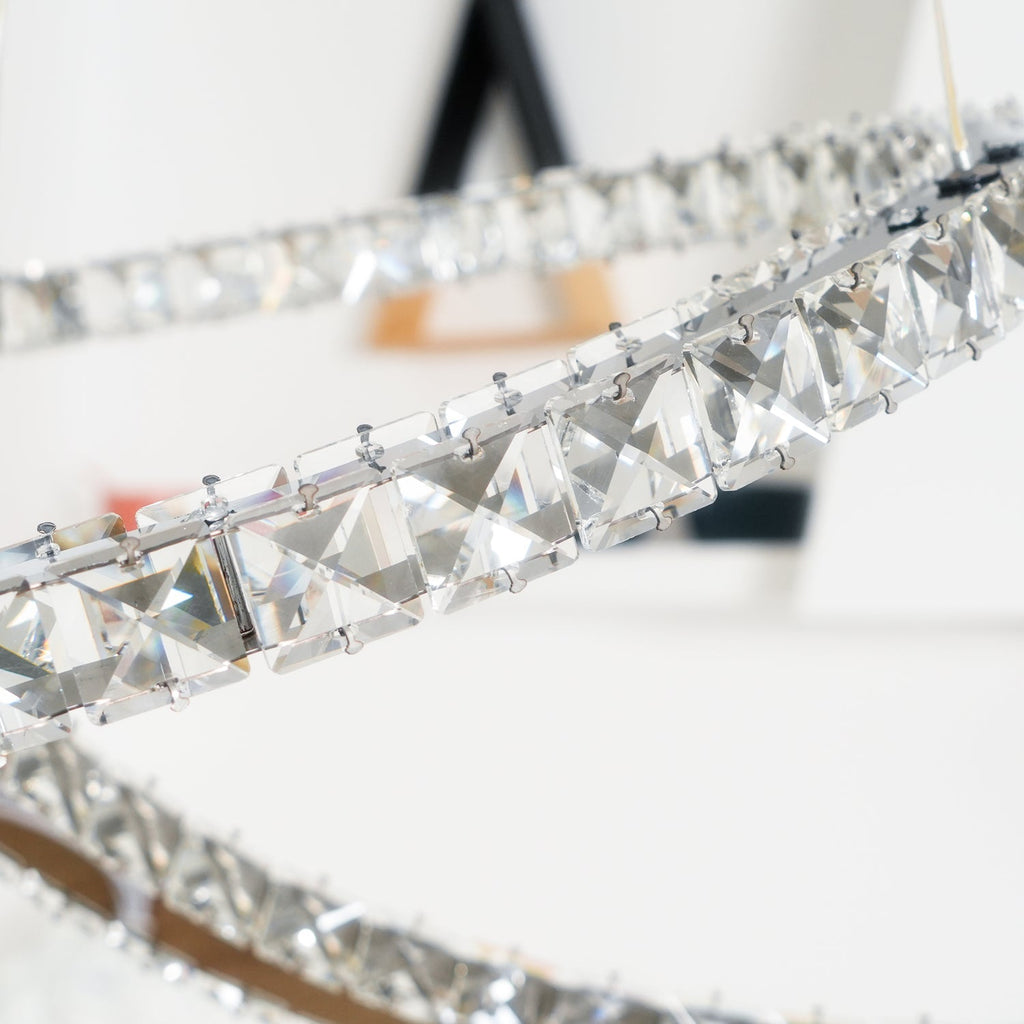 Lustra Chandelier Cristal Double C Moderne Argent 2-Rings - Neutralighting