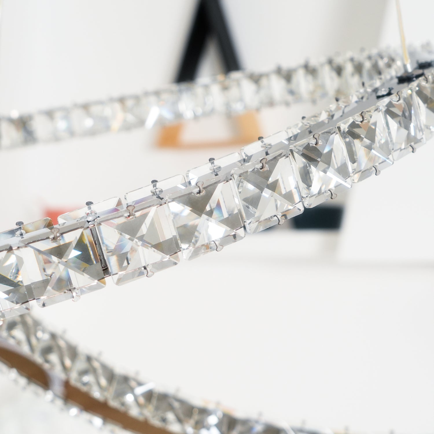 Lustra Chandelier Cristal Double C Moderne Argent 2-Rings - Neutralighting
