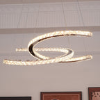 Lustra Chandelier Cristal Double C Moderne Argent 2-Rings - Neutralighting