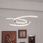 Lustra Chandelier Cristal Double C Moderne Argent 2-Rings - Neutralighting