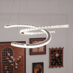 Lustra Chandelier Cristal Double C Moderne Argent 2-Rings - Neutralighting