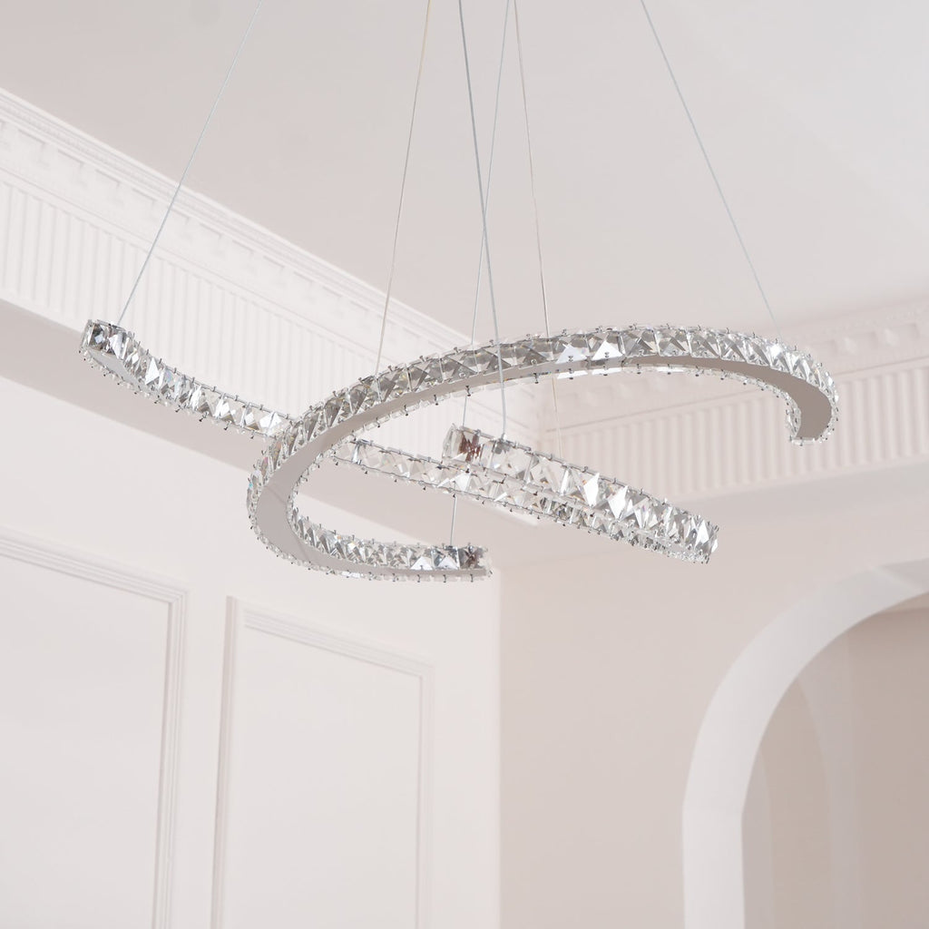 Lustra Chandelier Cristal Double C Moderne Argent 2-Rings - Neutralighting