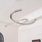 Lustra Chandelier Cristal Double C Moderne Argent 2-Rings - Neutralighting